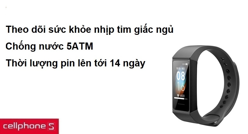 Theo dõi sức khỏe nhịp tim giấc ngủ, chống nước 5ATM, thời lượng pin lên tới 14 ngày