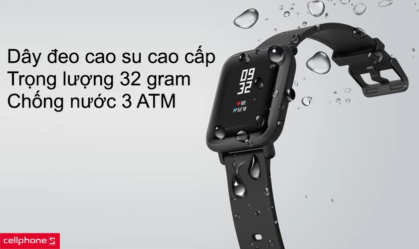 Dây đeo cao su cao cấp, trọng lượng 32 gram, chống nước đạt chuẩn 3 ATM