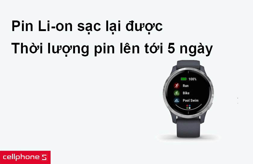 Pin Li-on sạc lại được, thời lượng pin lên tới 5 ngày
