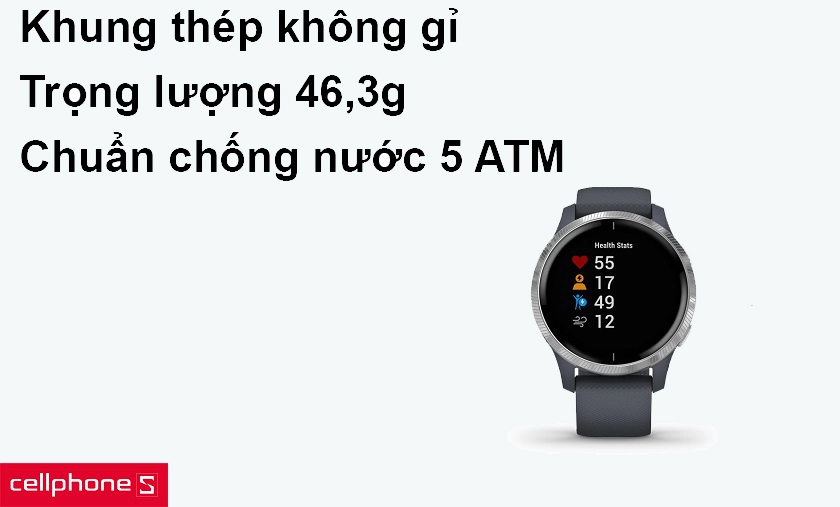 Khung thép không gỉ, trọng lượng 46,3g