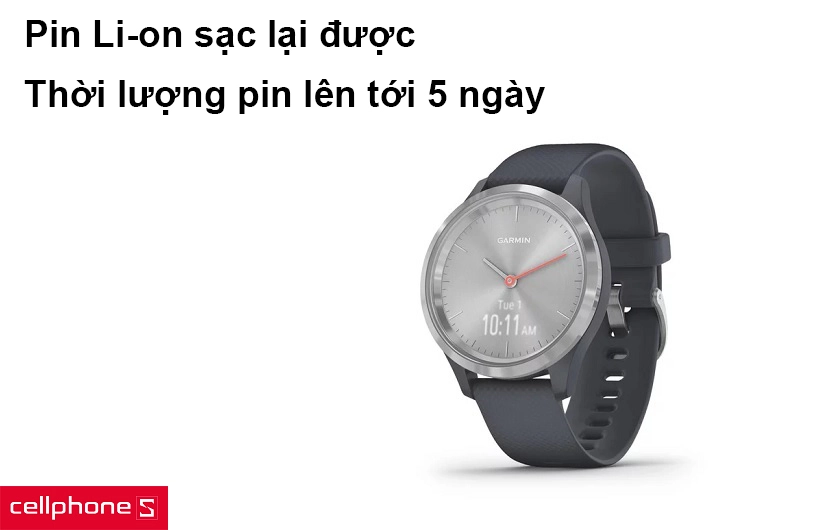 Pin Li-on sạc lại được, thời lượng pin lên tới 5 ngày