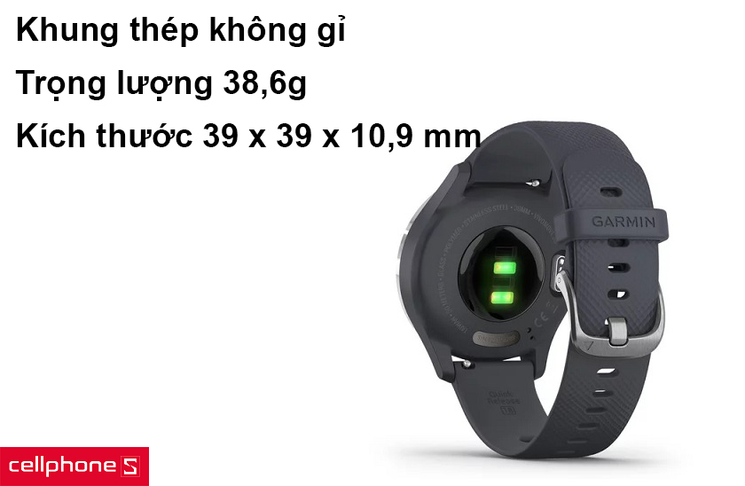 Khung thép không gỉ, trọng lượng 38,6g