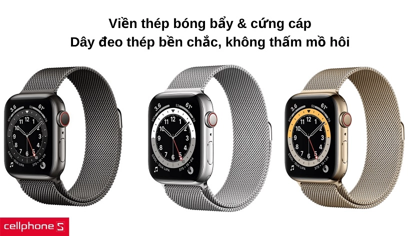 Thiết kế viền thép cùng dây đeo thép tăng thêm vẻ ngoài sang trọng