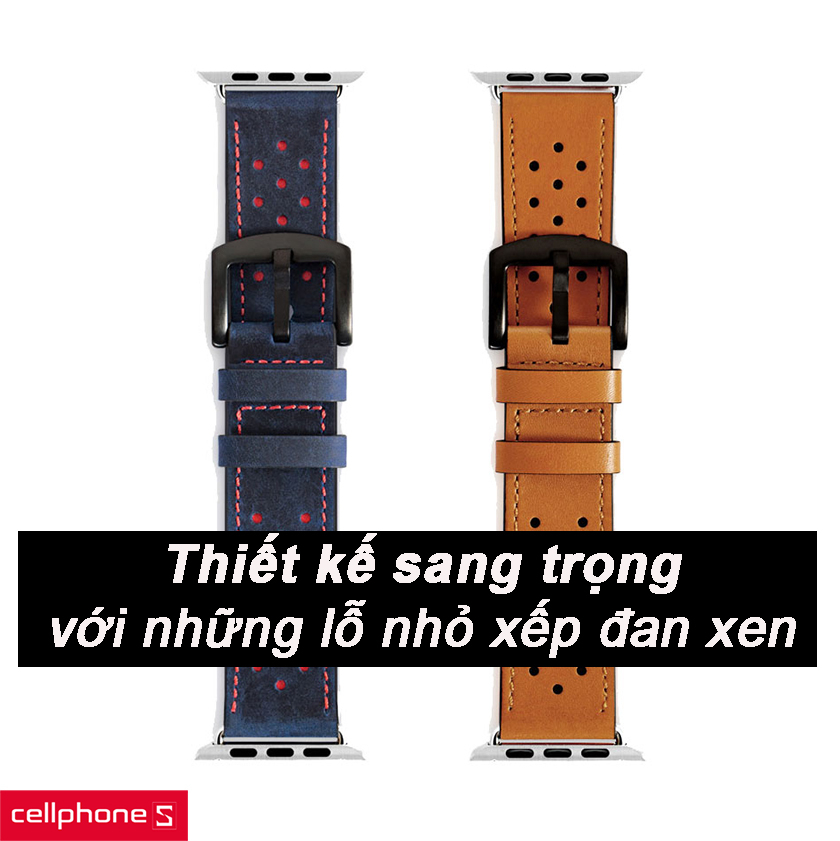 Dây Jinya Vogue Leather có ngoại hình độc đáo với những lỗ tròn nhỏ xếp đan xen