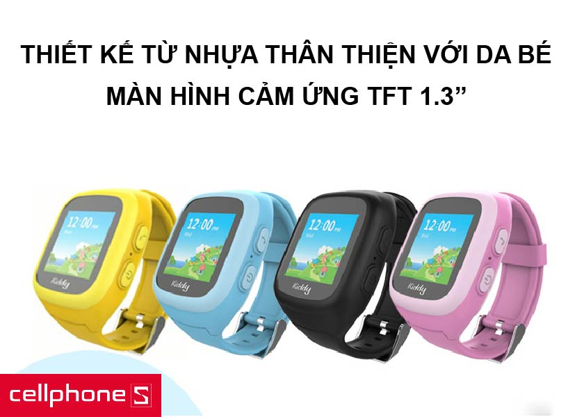Thiết kế từ nhựa thân thiện da bé cùng màn hình cảm ứng 1.3 inches TFT