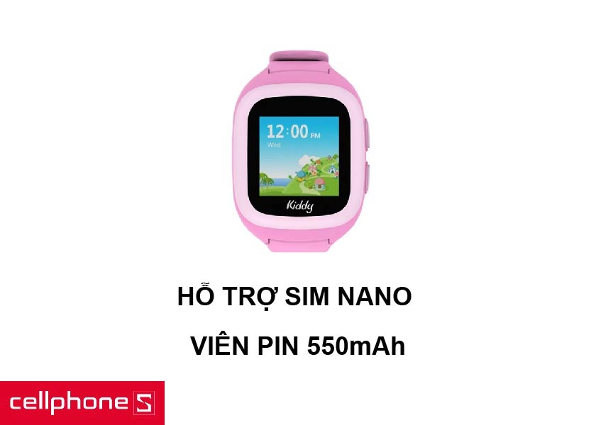 Hỗ trợ sim nano tiện dụng cùng viên pin 550mAh cho thời gian sử dụng dài