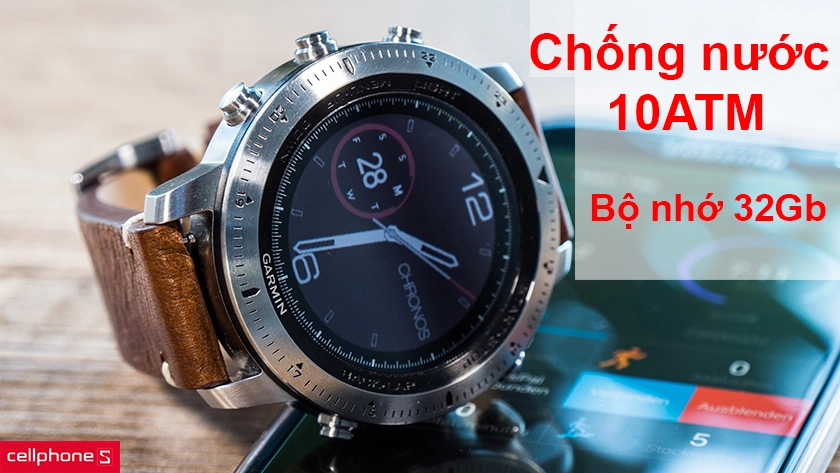 Trang bị tiêu chuẩn chống nước 10ATM, hỗ trợ bộ nhớ 32Gb thoải mái lưu trữ