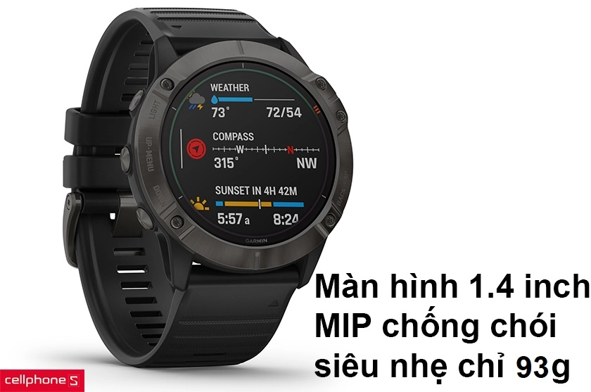 Kích thước 1.4 inch công nghệ MIP chống chói, mặt kính Sapphire Crystal trọng lượng siêu nhẹ chỉ 93g