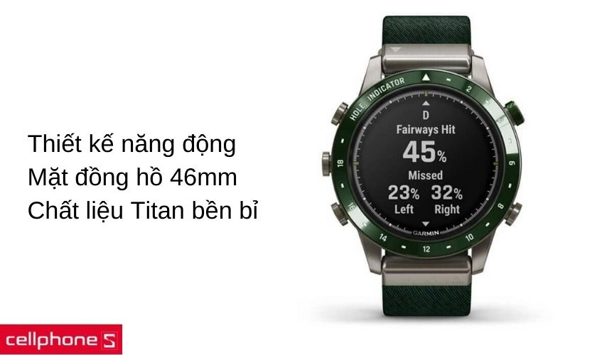 Thiết kế thể thao cá tính, mặt đồng hồ 46mm và chất liệu Titan bền bỉ