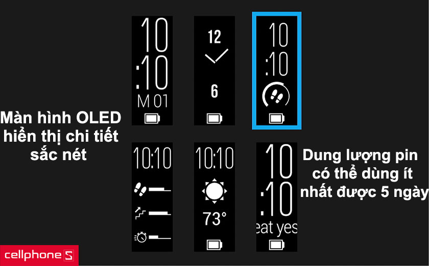 Màn hình OLED sắc nét hiển thị chi tiết và dung lượng pin tốt