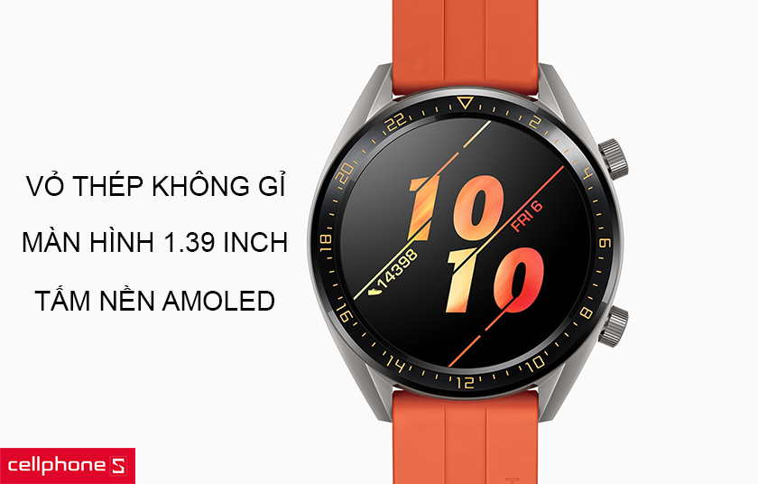 Vỏ thép không gỉ, màn hình 1.39 inch tấm nền AMOLED