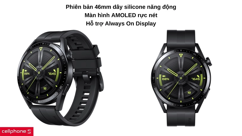 Thiết kế 46mm lịch lãm với dây đeo silicone mềm mại