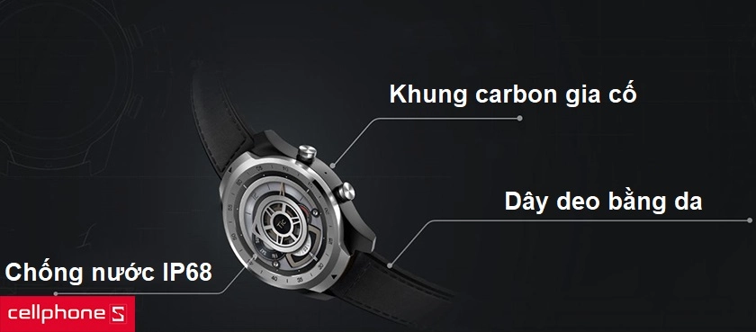 Thiết kế khung viền sợi carbon cứng cáp cùng dây da sang trọng