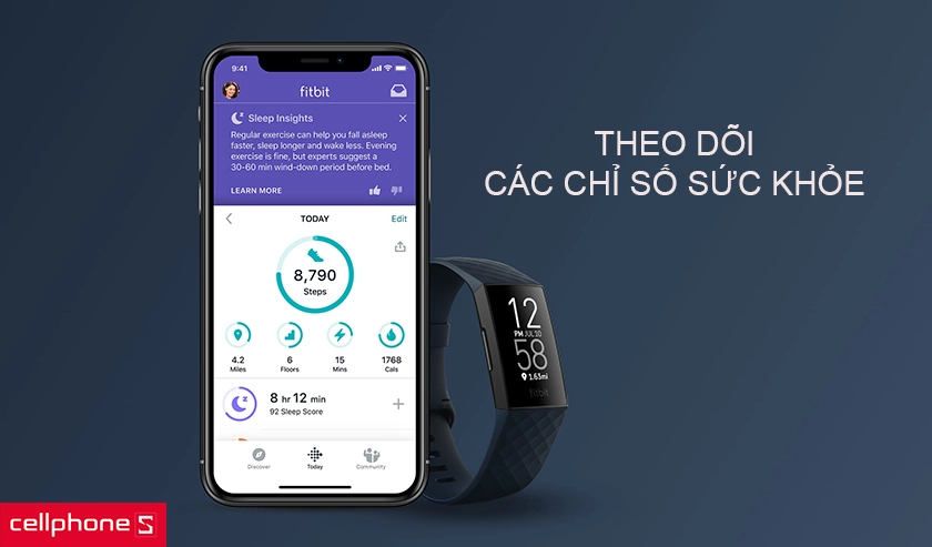Hỗ trợ theo dõi nhịp tim cả ngày cùng nhiều tính năng theo dõi sức khỏe