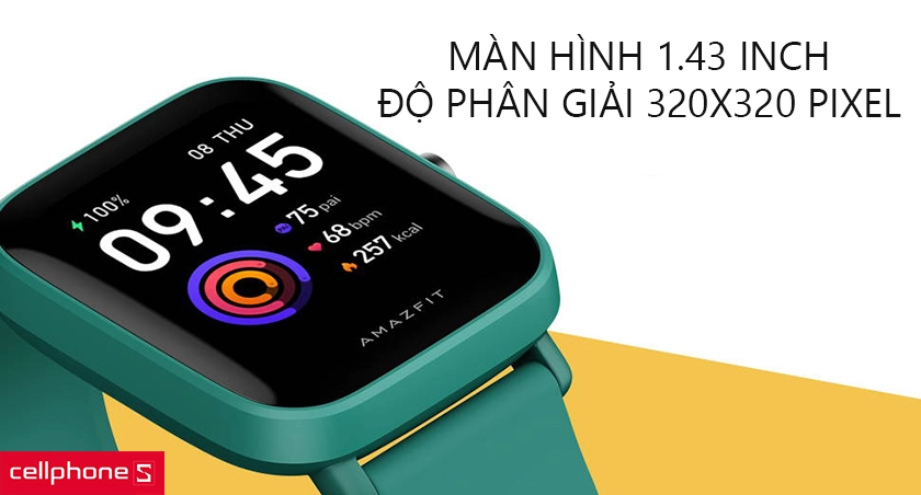 màn hình 1.28 inch, độ phân giải 176 x 176 pixel