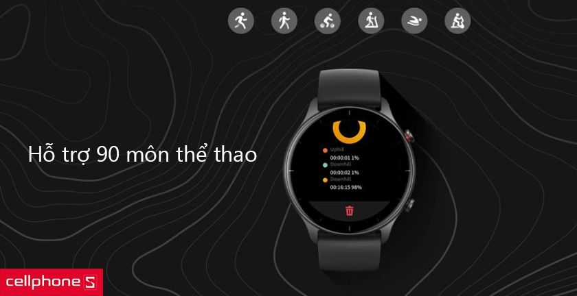 Tích hợp 12 chế độ thể thao, cảm biến nhịp tim BioTracer PPG