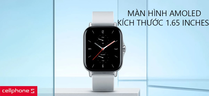 Màn hình AMOLED kích thước lớn 1.65 inches sắc nét, chuẩn kháng nước 5ATM