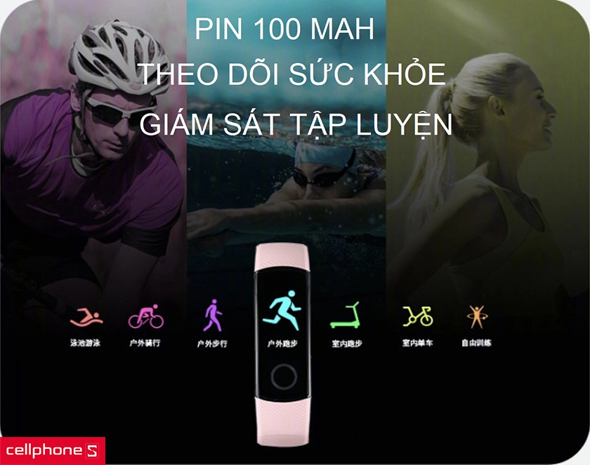 Thời lượng pin 100mAh cho thời gian sử dụng hơn 2 tuần cùng nhiều tính năng theo dõi sức khỏe