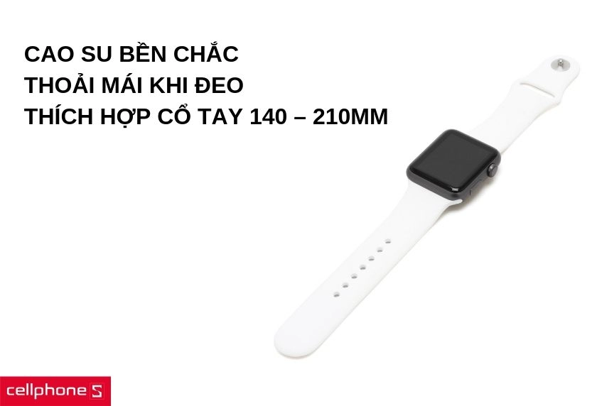 Chất liệu cao su bền chắc, thoải mái khi tập luyện thể thao, thích hợp cổ tay 140 – 210mm