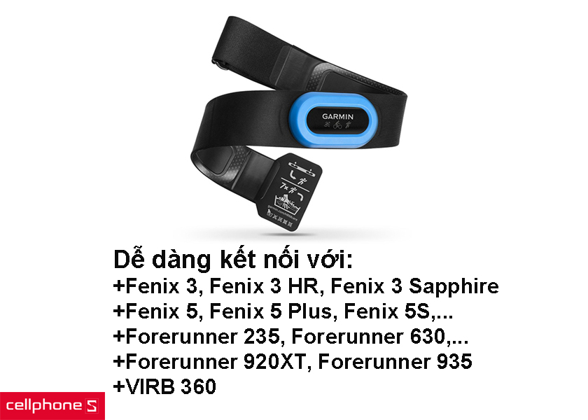 Tương thích với nhiều dòng đồng hồ thể thao của Garmin, thời lượng pin lên đến 10 tháng