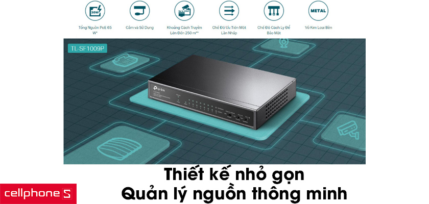 Vỏ kim loại tiện dụng, không cần cấu hình