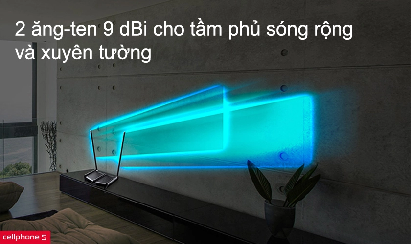 2 ăng-ten 9 dBi cho tầm phủ sóng rộng và xuyên tường