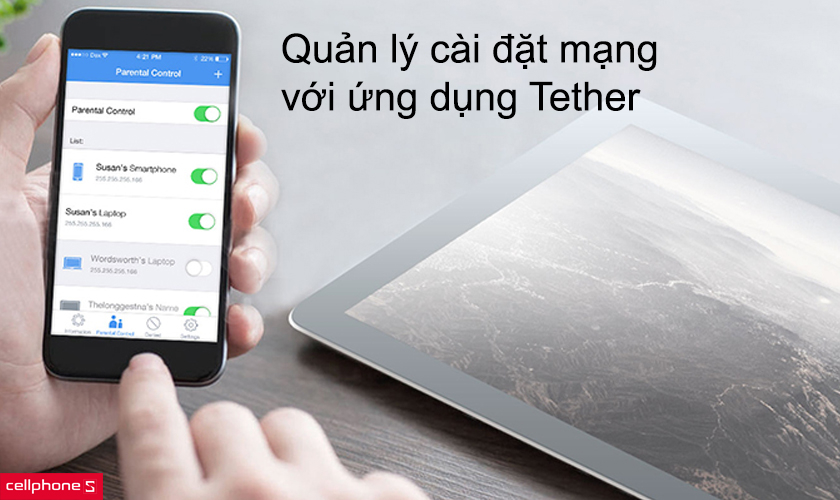 Quản lý cài đặt mạng với ứng dụng Tether