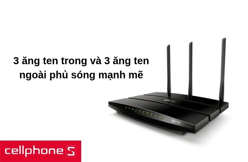 Router Gigabit Wi-Fi băng tần kép với 3 ăng ten trong và 3 ăng ten