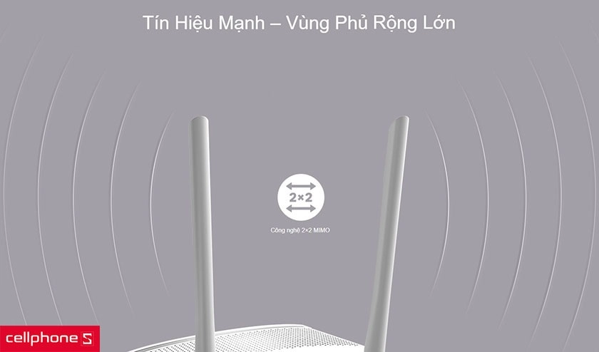 Sỡ hữu 2 ăng ten ngoài 5dBi mạnh mẽ cùng với công nghệ 2x2 MIMO