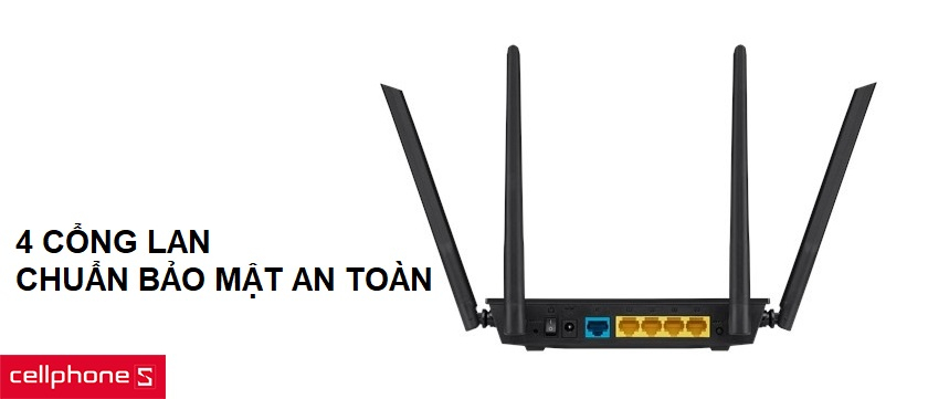Hỗ trợ 4 cổng kết nối mạng LAN tăng khả năng mở rộng, chuẩn bảo mật an toàn