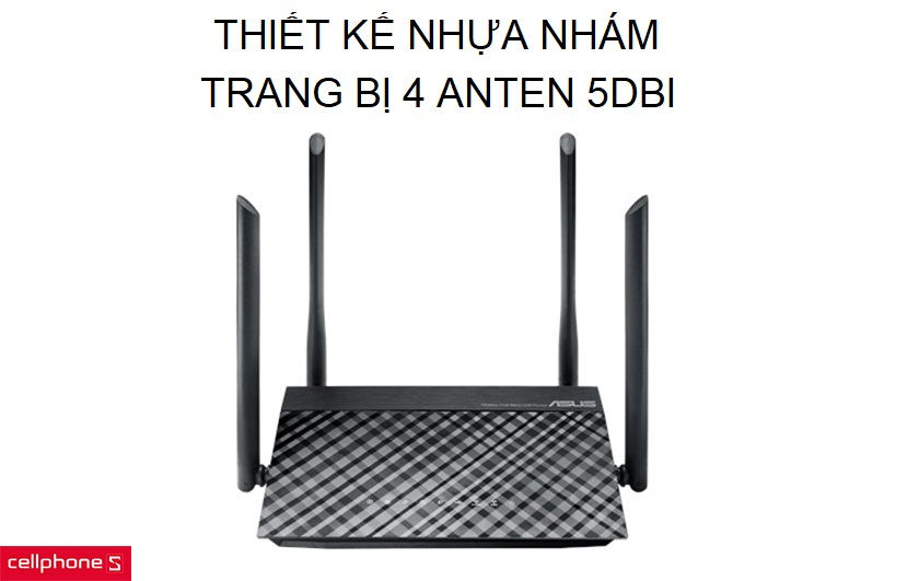 Thiết kế nhựa nhám sang trọng, trang bị đi kèm 4 anten 5dBi