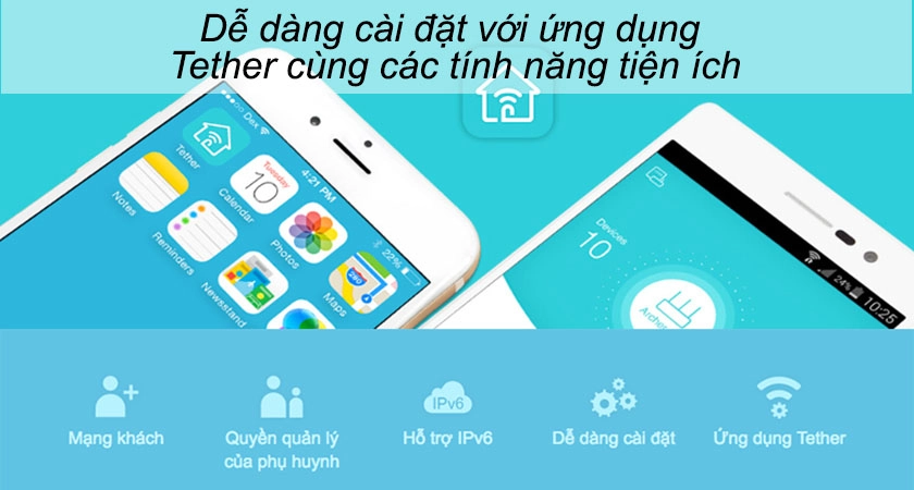Dễ dàng sử dụng thông qua ứng dụng Tether