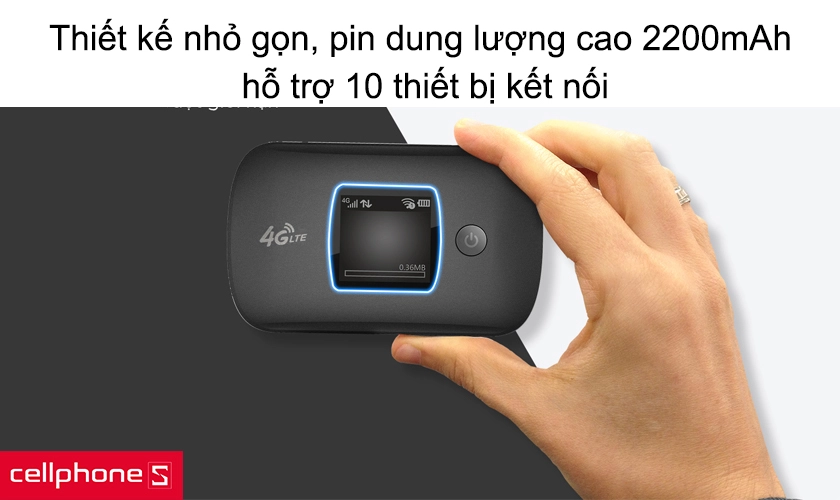 Thiết kế nhỏ gọn, trang nhã, pin có dung lượng cao 2200mAh, hỗ trợ 10 thiết bị kết nối