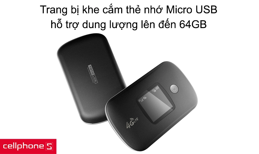 Trang bị khe cắm thẻ nhớ Micro USB, hỗ trợ dung lượng lên đến 64GB