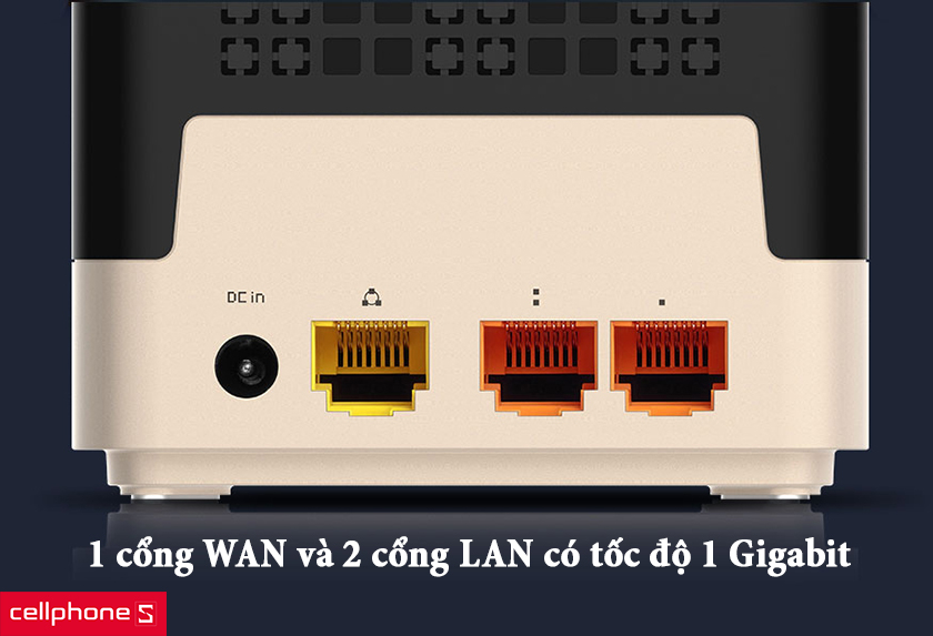 Thiết bị mạng này được trang bị một cổng WAN và hai cổng LAN có cùng tốc độ 1 Gigabit
