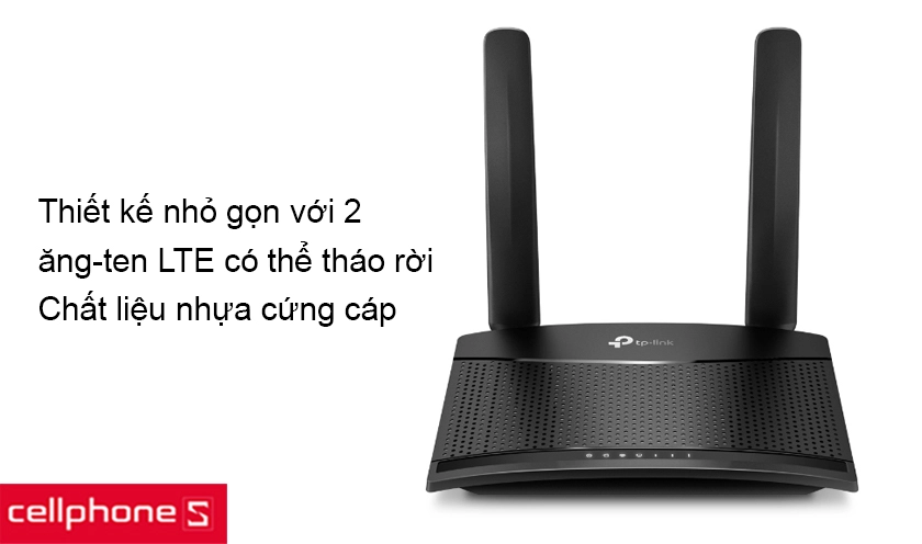Thiết kế nhỏ gọn với 2 ăng-ten 4G có thể tháo rời