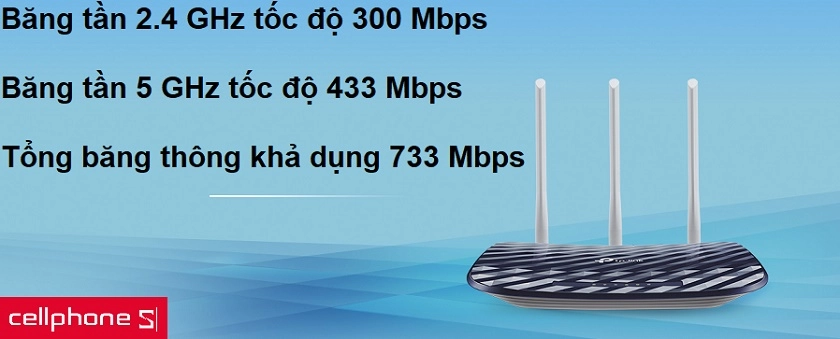 Tốc độ lên đến 733 Mbps nhờ kết nối băng tần kép