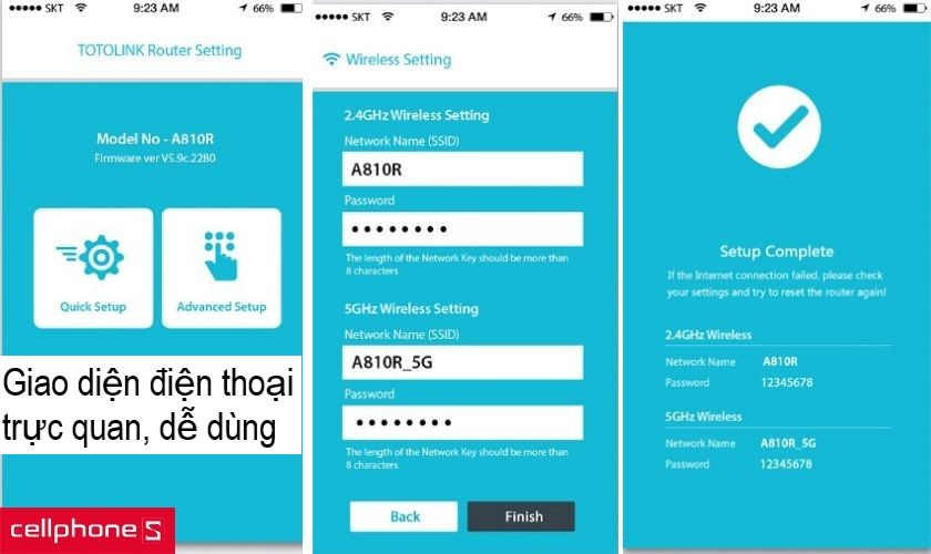 Rất dễ cài đặt và sử dụng qua ứng dụng điện thoại với giao diện đơn giản
