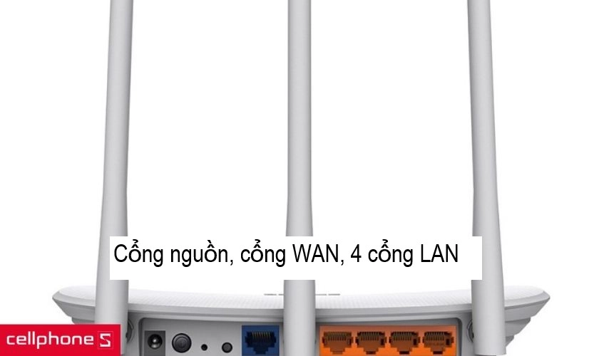 nút bật chế độ mạng Wifi/WPS cùng một cổng kết nối WAN, và 4 cổng LAN