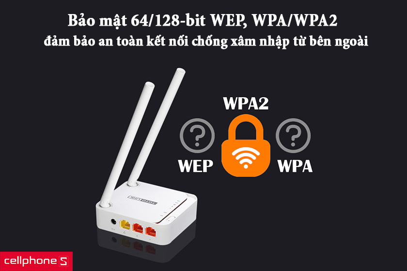 Bảo mật tốt hơn chuẩn 64/128-bit WEP, WPA/WPA2