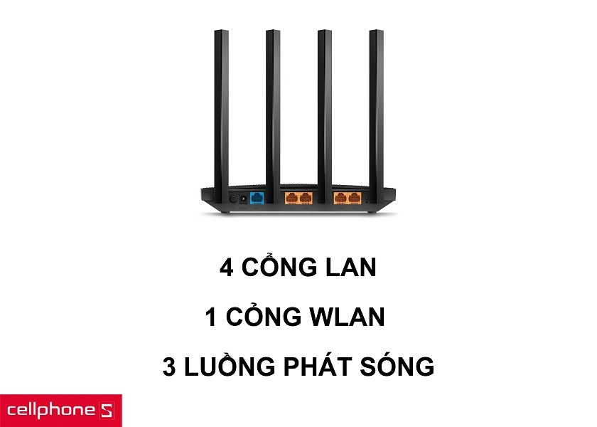 Hiệu suất wifi tối đa với ba luồng hoạt động cùng 4 cổng LAN và 1 WLAN tích hợp