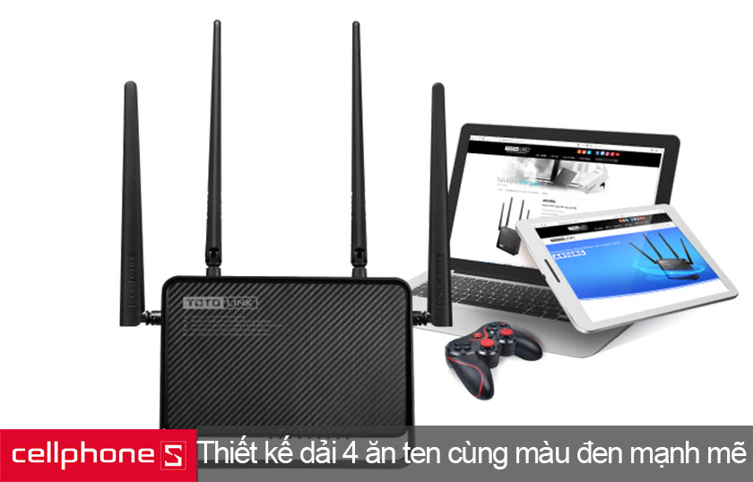 Thiết kế sang trọng với 4 dải ăng-ten, bền bỉ với màu đen mạnh mẽ