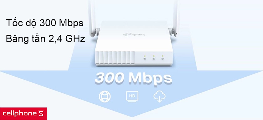 Tốc độ trên TP-Link TL WR844N có thể lên tới 300 Mbps 