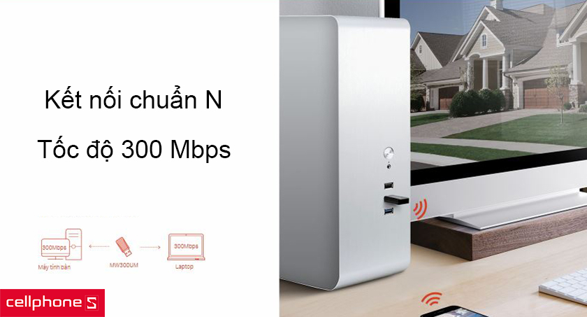 Kết nối chuẩn N, tốc độ truyền tải đến 300 Mbps