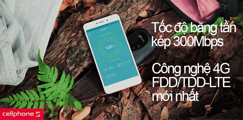 TpLink M7200 đạt tốc độ kết nối băng tần kép lên đến 300Mbps, hỗ trợ công nghệ 4G FDD/TDD-LTE mới nhất