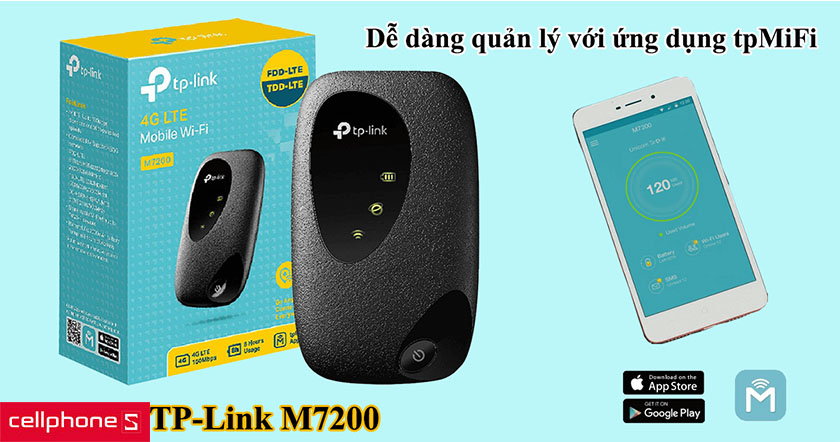 Pin sạc 2000 mAh, quản lý dễ dàng với ứng dụng TpMiFi