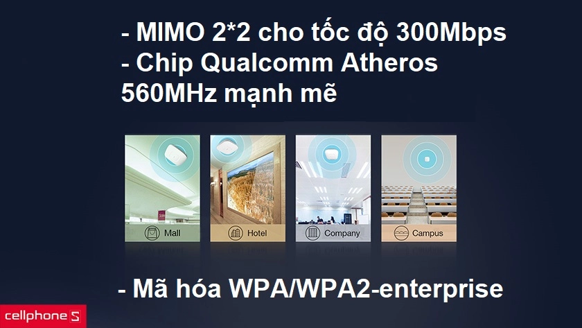 Wifi dành cho doanh nghiệp với bảo mật tuyệt vời nhờ mã hóa WPA/WPA2-enterprise và radius 802.1X