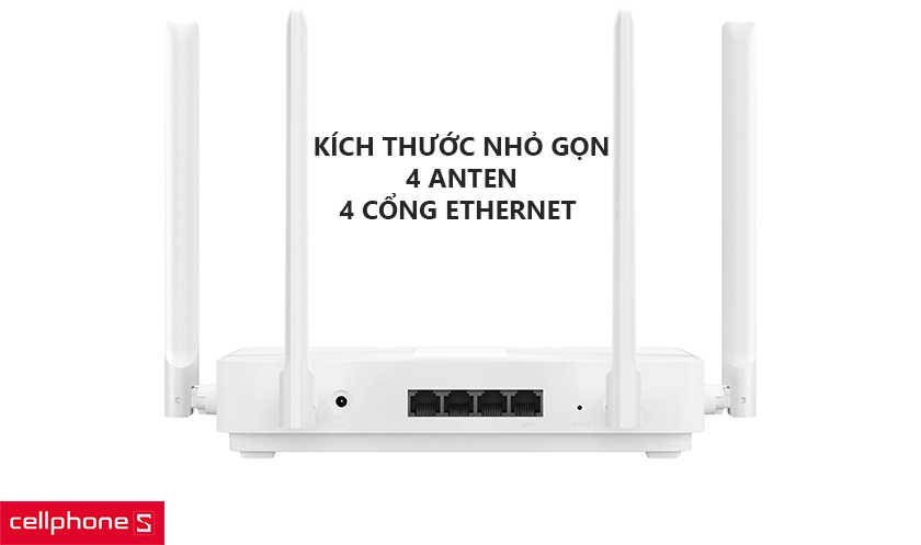Kích thước nhỏ gọn, trang bị 4 anten, 4 cổng Ethernet
