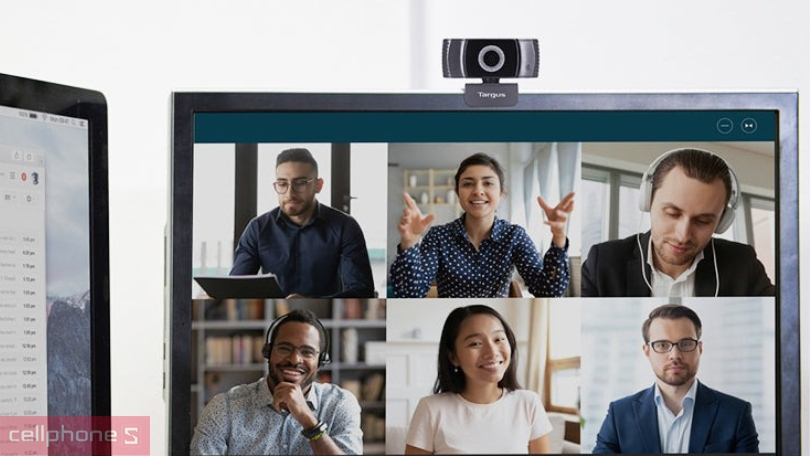 Thiết kế webcam Targus Plus auto focus tích hợp micro 1080P/30FPS