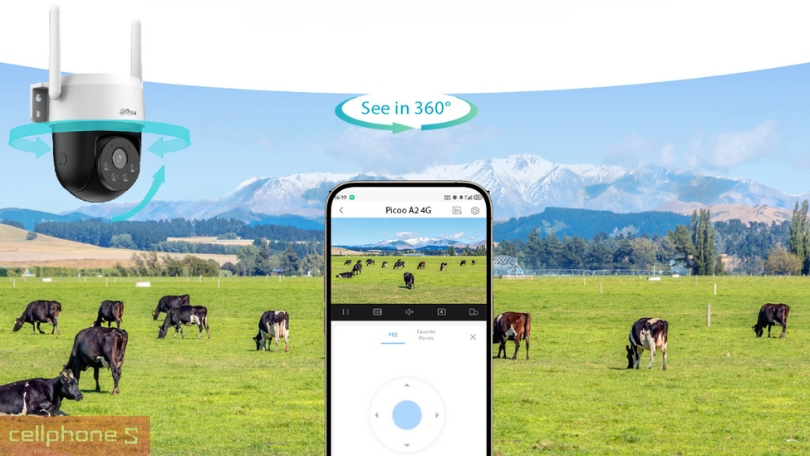 Góc độ quay và quét linh hoạt của camera IP ngoài trời DAHUA P5AE-PV 5MP